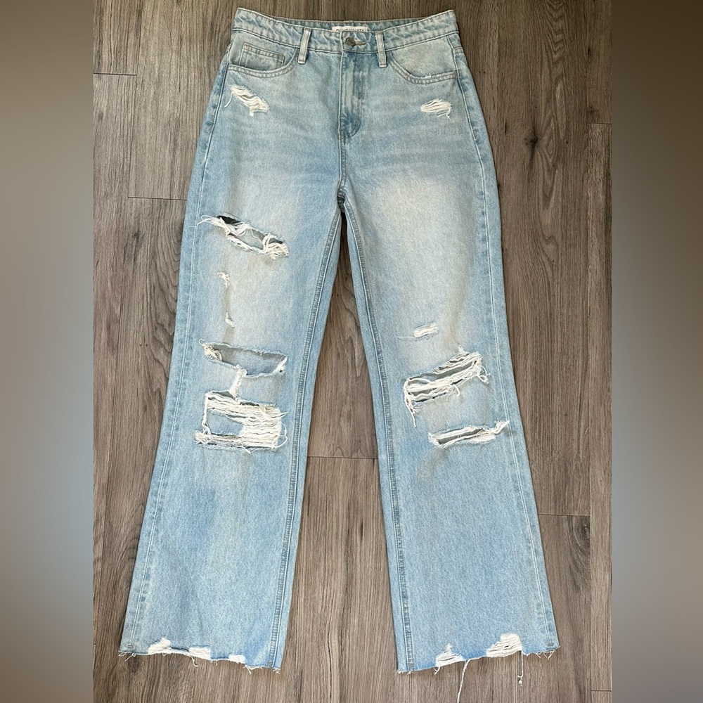 Flying Monkey Women's Light Blue Distressed Jeans